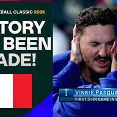 THE FIRST THREE-HOMER GAME IN WORLD BASEBALL CLASSIC HISTORY belongs to Vinnie Pasquantino 🫨