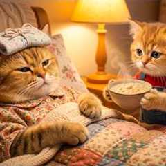 Mama Cat Carries the Ginger Kitten into the Kitchen to Cook Seafood Porridge 🍲🐾