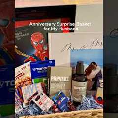 one year anniversary gift basket for him🤍 #asmrvideo #giftbasket #giftforhim #giftideas #fypp
