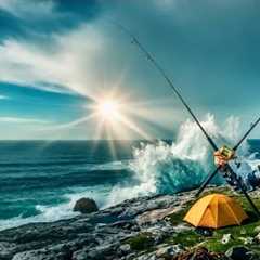 Solo Camping and Fishing in the ocean - Catch & Cook (ASMR)