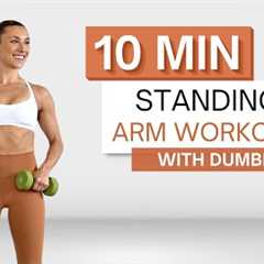 10 min STANDING ARM WORKOUT | With Dumbbells | Biceps, Triceps and Shoulders | Zero Pushups