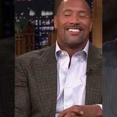 The Rock Playing with a gummy worm on the @tongithshowwithjimmfallon