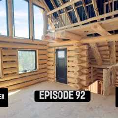 Off grid Log Cabin Build- Framing and Stairway building out 