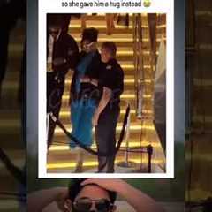 Rihanna realized she ignored his hand so she gave him a hug instead #rihanna