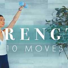 10 Exercises to Build Strength! Weight Training Workout at Home for Beginners
