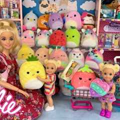 Barbie Doll Toy Shopping for Squishmallows with Barbie Family