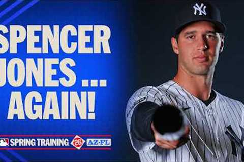 Spencer Jones homers AGAIN! (3rd home run during Spring Training for the Yankees' No. 1 prospect) 😳