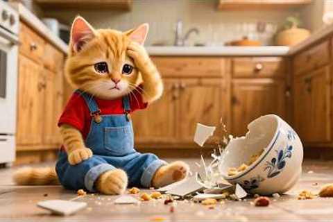 Ginger Kitten Breaks a Bowl – Mama Cat Teaches How to Make a New One from Clay 🏺🐱✨