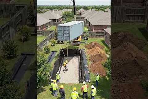 They Buried an Entire Shipping Container Under Their Yard 🔐 #bunker #construction #insane