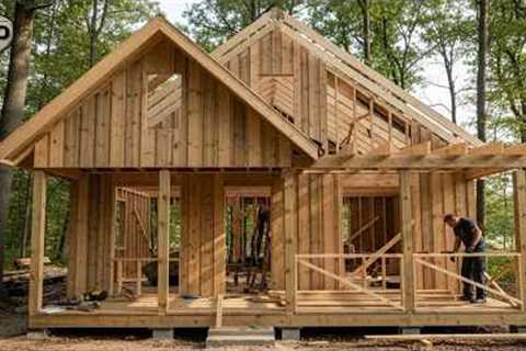 Building a Warm and Modern Wooden Cabin in Nature
