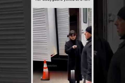 Selena annoyed after her bodyguard yelled at a fan. #SelenaGomez #SelenaFamily #BodyguardMoment