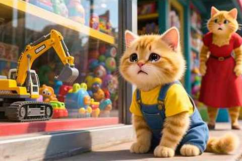 Ginger Kitten Wants a Toy Excavator – Mama Cat Makes Kimchi to Earn Money 🐱🚜🥬
