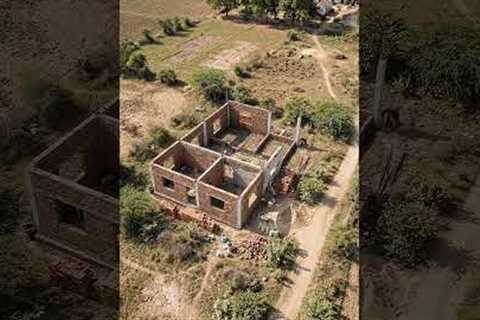 Village House Construction  From Empty Land to Beautiful Rural Home Drone Timelapse Transformation