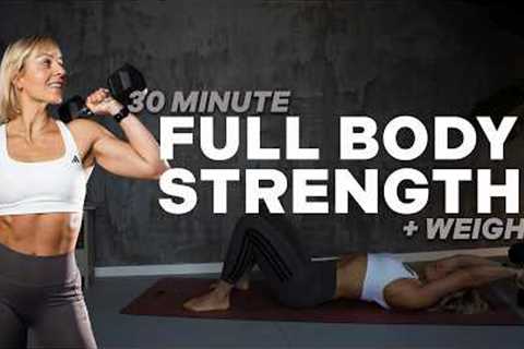 30 MIN FULL BODY STRENGTH WORKOUT | NO JUMPING | With REPETITION | + WEIGHTS