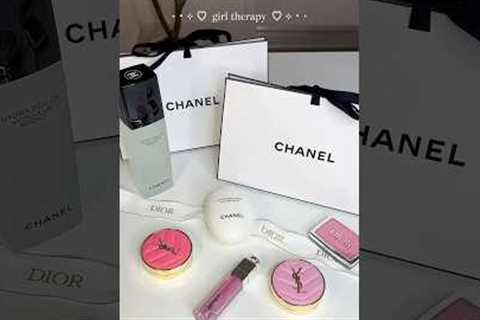 girl therapy 🫧☁️ #girlythings #makeuphaul #unboxing #asmr #skincare #diorbeauty #chanelbeauty #ysl