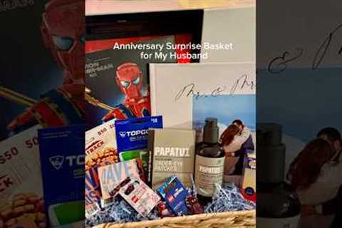 one year anniversary gift basket for him🤍 #asmrvideo #giftbasket #giftforhim #giftideas #fypp