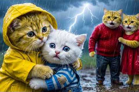 Lost Kitten in the Storm – Ginger Kitten and Mama Cat Rush to the Rescue ⛈️