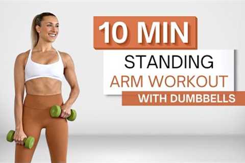 10 min STANDING ARM WORKOUT | With Dumbbells | Biceps, Triceps and Shoulders | Zero Pushups