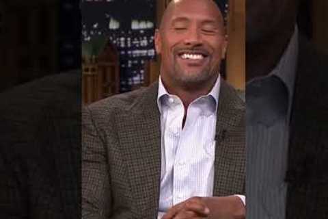The Rock Playing with a gummy worm on the @tongithshowwithjimmfallon