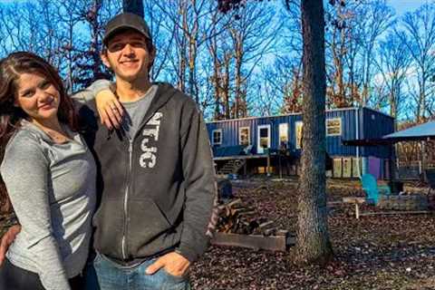 Couple Builds OFF GRID Container CABIN on RAW LAND With ZERO EXPERIENCE | Timelapse 