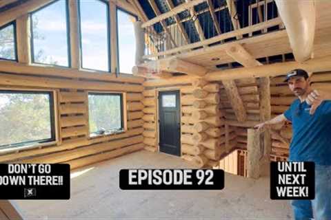 Off grid Log Cabin Build- Framing and Stairway building out 