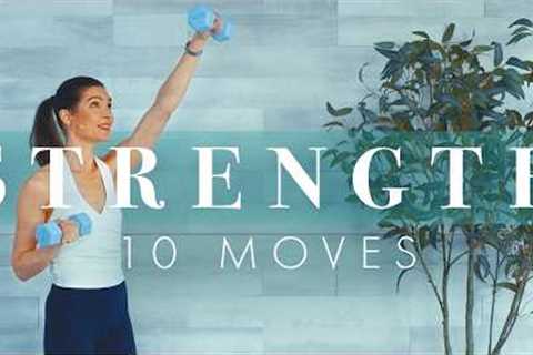 10 Exercises to Build Strength! Weight Training Workout at Home for Beginners