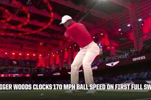 Tiger Woods clocks 170 MPH ball speed with a 3 wood on his first full swing 💪 | TGL on ESPN