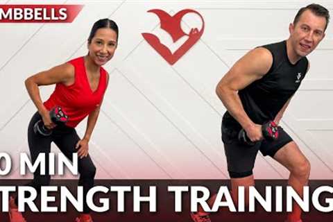 Full Body Strength Training with Dumbbells at Home - 40 Min Dumbbell Weights Workout for Women..