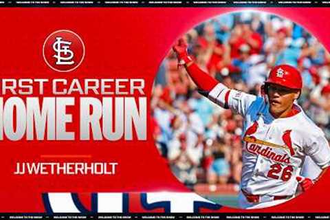 JJ Wetherholt hits his FIRST CAREER HOME RUN on Opening Day for the Cardinals! 🤩