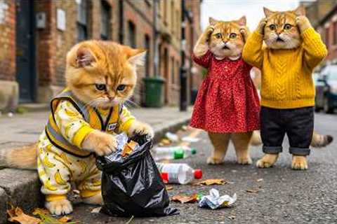 Mama Cat Is Sick – Ginger Kitten Works as a Cleaner to Earn Money for Medicine!