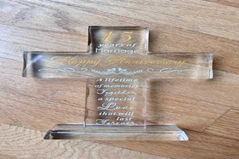 15 Year Anniversary Gift Idea | Glass Cross Keepsake for Couples