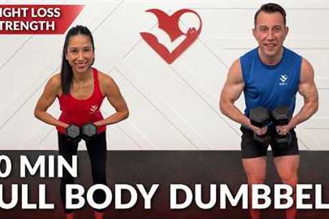 30 Min Full Body Workout with Dumbbells at Home Strength Training - No Repeat Weight Loss Women Men