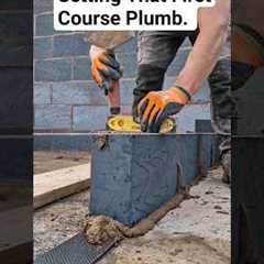 Level across the top of your block to make your wall go up straight #bricklayer #work #tips