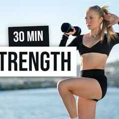 30 MIN Full Body Strength With Weights, (Intermediate) Dumbbell Workout At Home