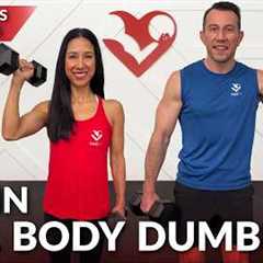 30 Min Dumbbell Full Body Workout at Home Strength Training - No Repeat with Weights for Women..
