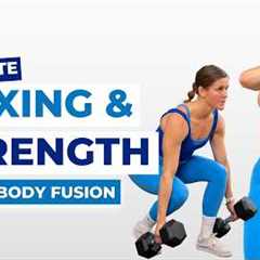 35-Min Full Body Strength + Boxing Workout | Dumbbells