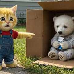 Ginger Kitten Finds a Lost Baby Bear – Mama Cat Steps In to Help 🐻💖