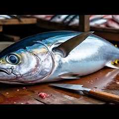 Fresh tuna cutting at the fish market