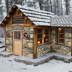 Build a rustic log cabin in the woods — A warm shelter against the snow