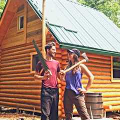 Canadian Couple Builds Their DREAM Home with HANDTOOLS! (Tiny Log Cabin in the Forest, FULL BUILD)