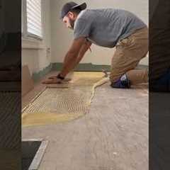 Hardwood Floor Installation Using Adhesive Glue #hardwoodflooring #interiordesign #homerenovation