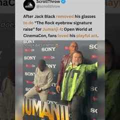Jack Black’s The Rock signature eyebrow raise” at CinemaCon is breaking the internet 🤨 👓..