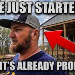 Day 1 of House Construction – Already a Massive Problem off-grid cabin build tiny house homesteading