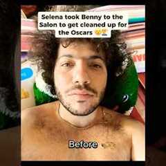 Selena took Benny to the Salon to get cleaned up for the Oscars #selenagomez #bennyblanco