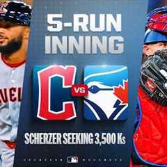 FULL INNING: Guardians score 5 runs with Max Scherzer 1 strikeout away from 3,500 | MLB Highlights
