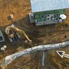 HE FINALLY FINISHED IT!       Roughcut limestone retaining wall build at our off grid home
