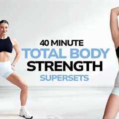 40 MIN TOTAL BODY STRENGTH WORKOUT WITH DUMBBELLS- No Repeat Supersets