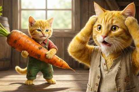 Ginger Kitten Finds a Giant Carrot at Mama Cat’s Farm – Everyone Is Surprised! 🐱🥕😱