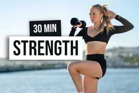 30 MIN Full Body Strength With Weights, (Intermediate) Dumbbell Workout At Home