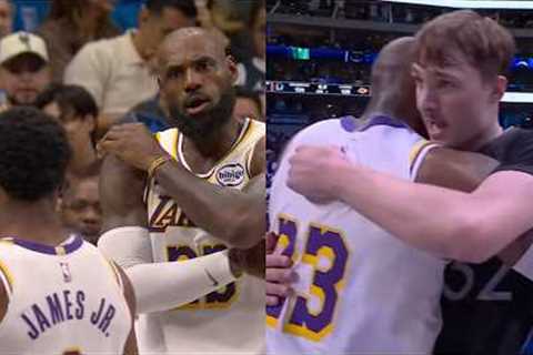 LeBron wasn't happy with Bronny's pass & shows love to Cooper Flagg after 45 points